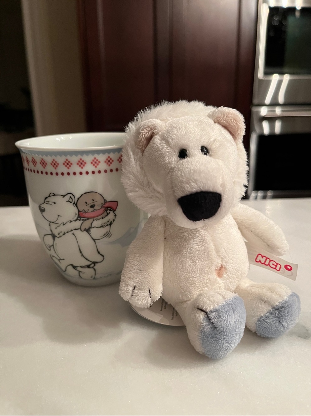 NICI GmbH "White World" Polar Bear and Seal Porcelain Mug and Stuffed Polar Bear